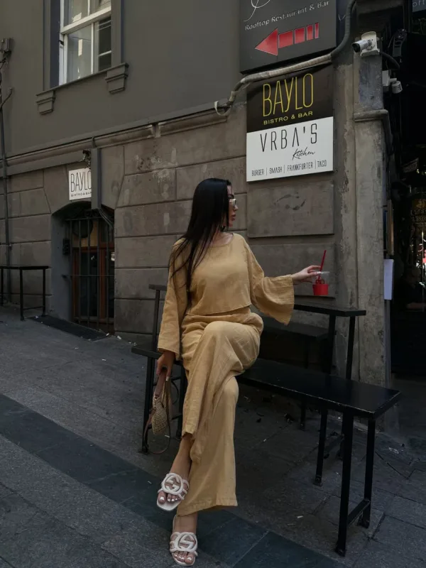 Hlače I Bluza Muslin set Camel 3