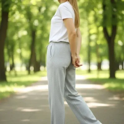 Ženska siva elastični pojas ravna nogavica trenirka donji dio pantalone 4
