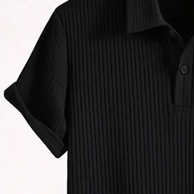 Black White 2-Pack Men's Oversize Ribbed Polo Neck 4
