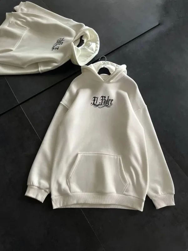 Femea Albo Oversize Glugă Imprimat 3 Firă Bumbac Sweatshirt 2