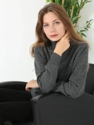 Dámský kouřový rolák, dlouhý rukáv, triko svetr