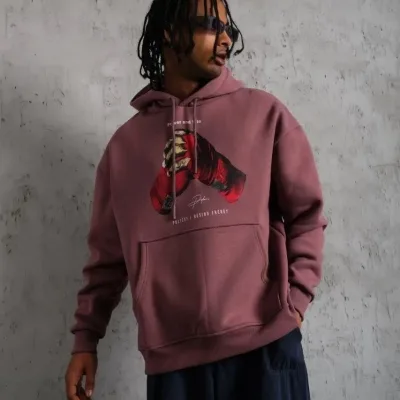 Sweatshirtê Mêran ê Pembe Oversize Bi Kêl 3 Têl 1