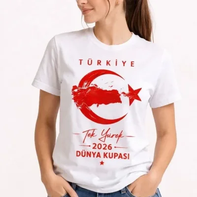Dámske biele fanúšikovské tričko s potlačou Turecka, polmesiaca a hviezdy na Majstrovstvá sveta 1