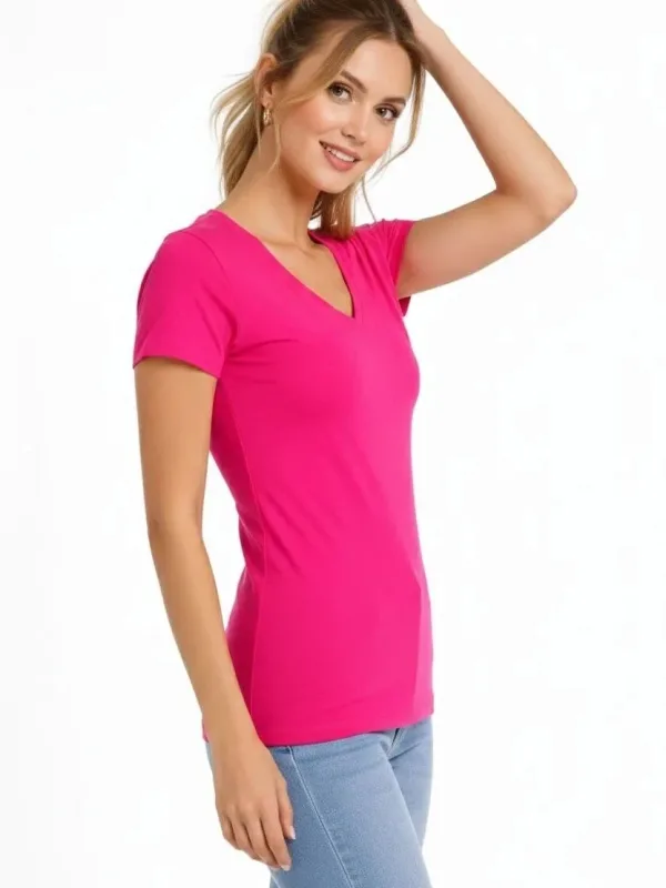 Dámska sada 3 ks V-výstrih, krátky rukáv, slim fit tričká 2