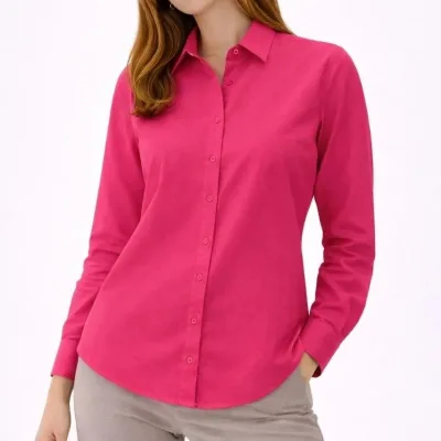 Women's Fuchsia Regular Classic Collar Buttoned Long Sleeve Shirt 7