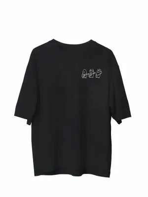 Kişi Qara Regular Fit Velosiped Yaxalı Çap T-Shirt