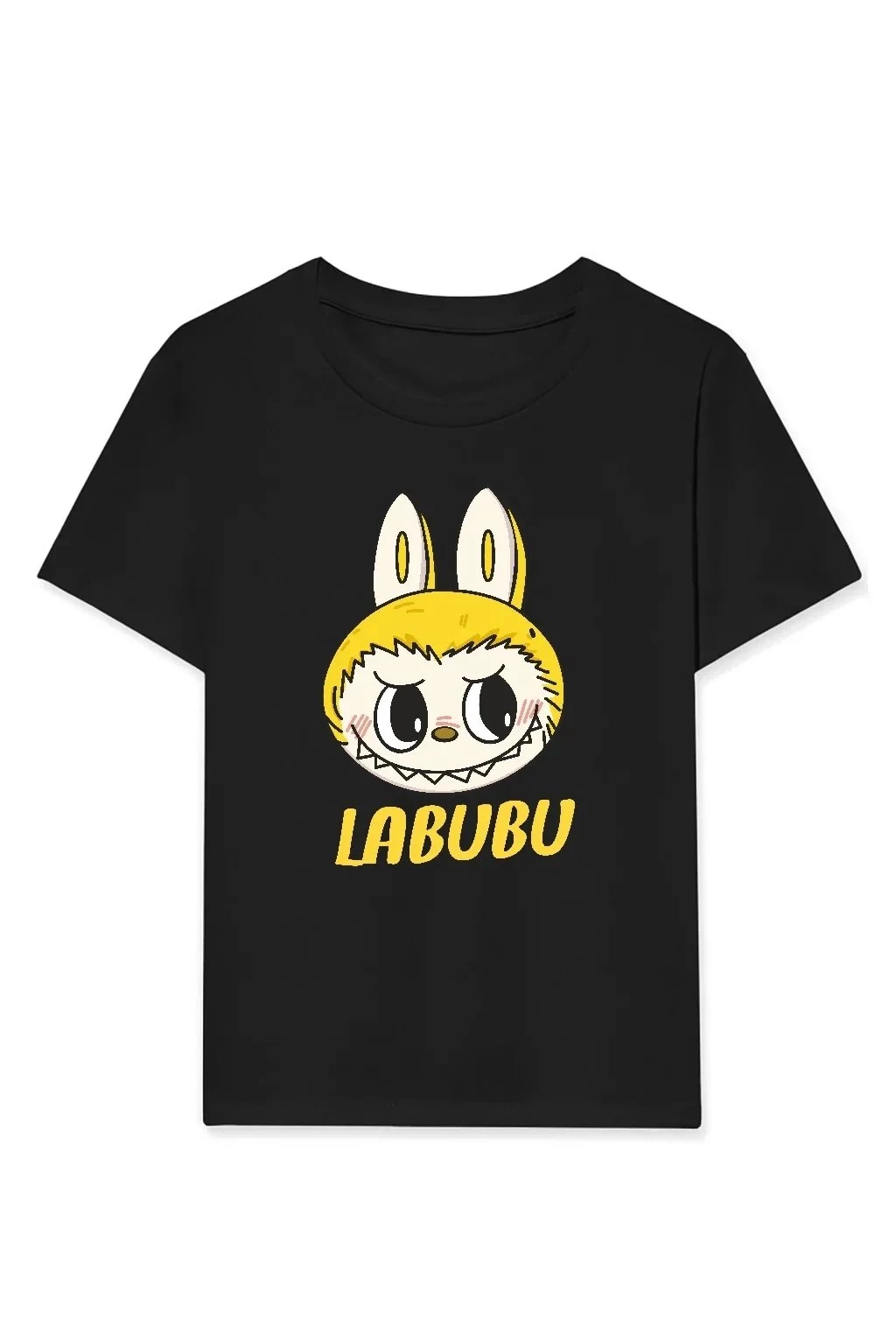Devojačka crna Labubu štampana oversize majica