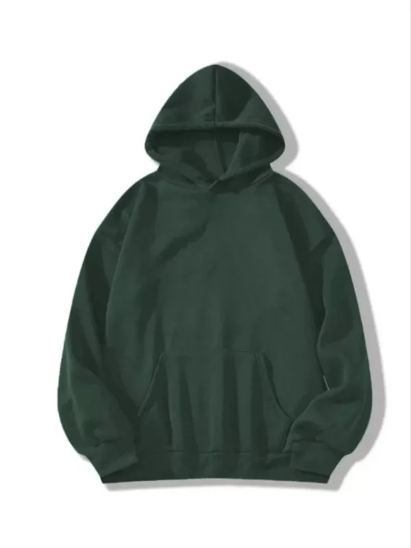 Femeie Haki 3 Fire Bumbac Simplu Glugă Buzunar Cangur Sweatshirt 1