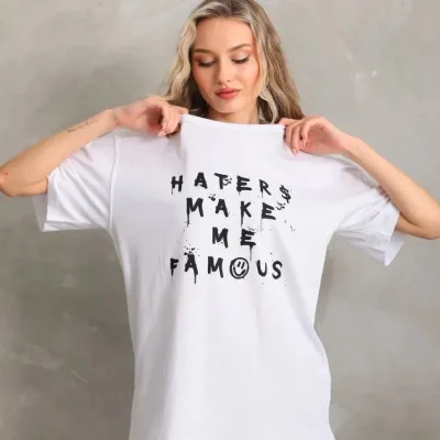 Dámske biele oversize predná zadná potlač krátke rukávy tričko 5