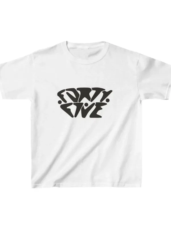 Çocuk Beyaz Baskılı Oversize Pamuklu T-Shirt 1