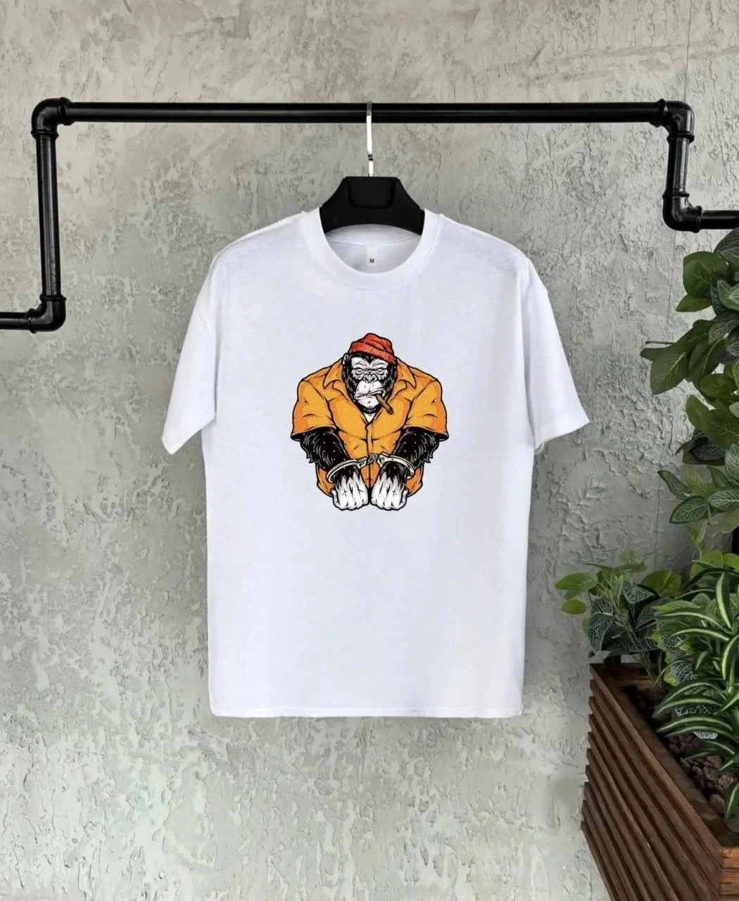 Dziecięcy biały oversize z nadrukiem T-shirt