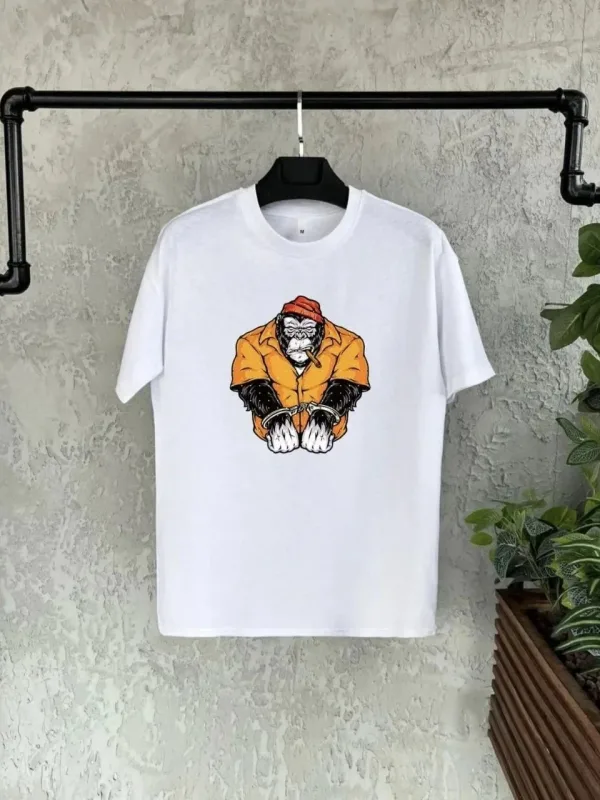Dziecięcy biały oversize z nadrukiem T-shirt 1