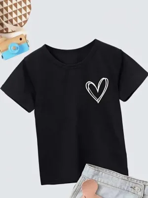 Κοριτσίστικο Μαύρο Ποδήλατο Λαιμό Printed T-Shirt