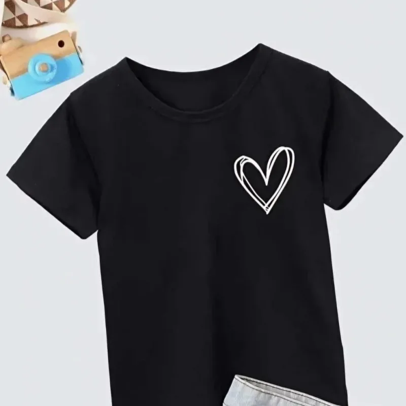 Κοριτσίστικο Μαύρο Ποδήλατο Λαιμό Printed T-Shirt