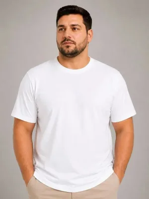 Men's White Crew Neck Basic Oversize T-Shirt