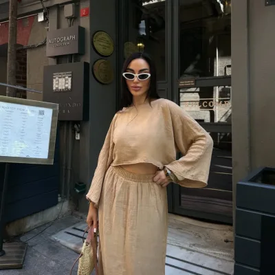 Bluza i suknja Muslin set Kamel 3