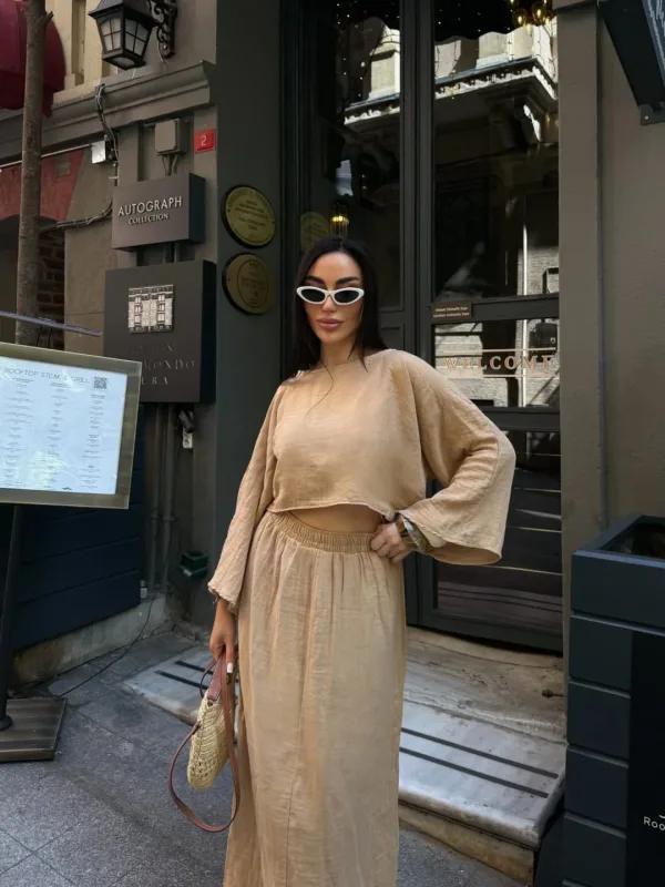 Bluza i suknja Muslin set Kamel 3