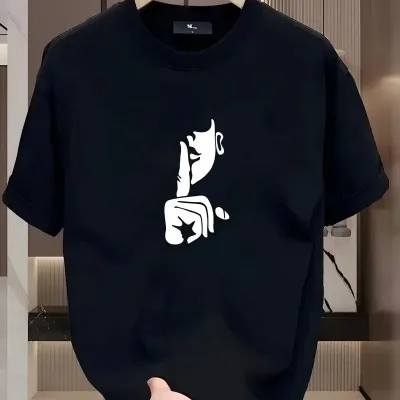 Ženska crna oversized biciklistička kragna sa printom kratkih rukava majica 1
