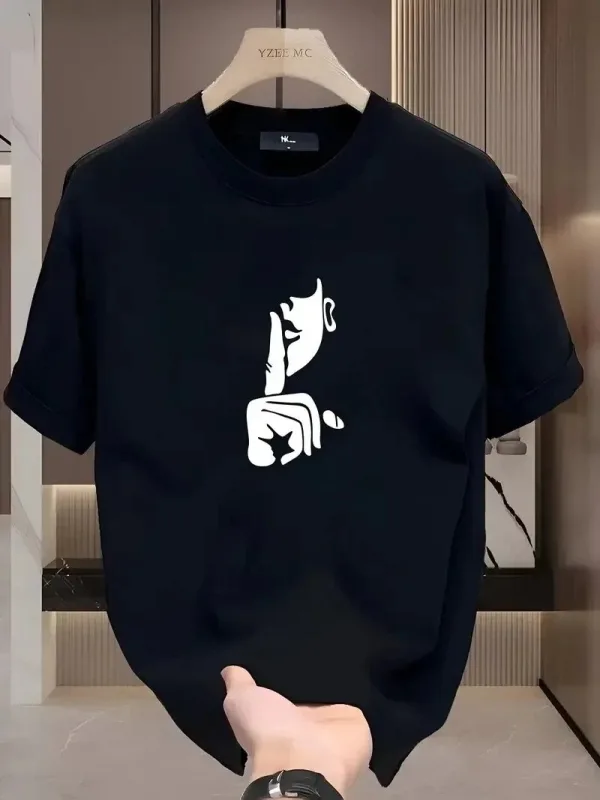 Ženska crna oversized biciklistička kragna sa printom kratkih rukava majica 1
