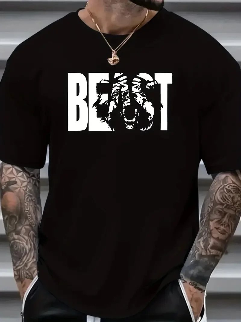 Ανδρικό Μαύρο Oversize Ποδήλατο Λαιμό Εκτύπωση T-Shirt