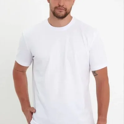 Pánske biele regular fit cyklistický výstrih krátky rukáv tričko 2