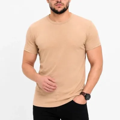 Машки беж slim велосипед јака краток ракав basic маица 3