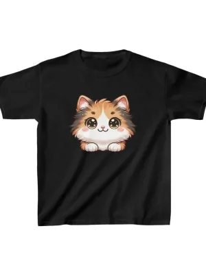 Dječji crni oversize tiskani okrugli ovratnik T-shirt