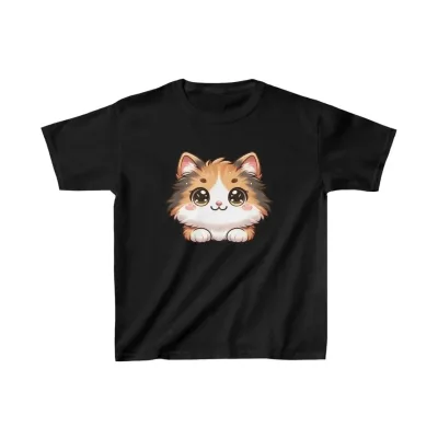 Dječji crni oversize tiskani okrugli ovratnik T-shirt 1