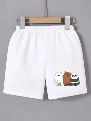 Ženske bijele mini šorc sa elastičnim strukom sa printom