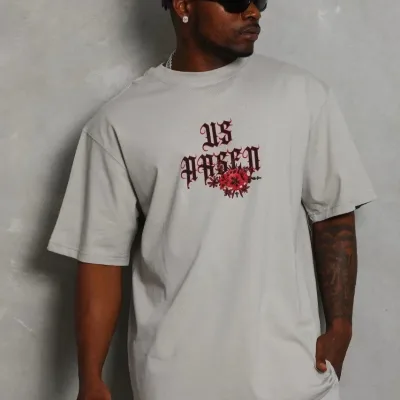 Kişi Boz Oversize Velosiped Yaxalı Çap T-Shirt 5