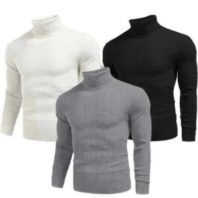 Muški set od 3 komada likra body s visokim ovratnikom rebrasti slim fit 1