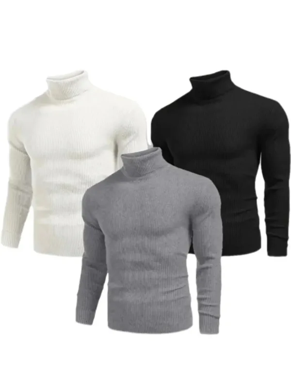 Muški set od 3 komada likra body s visokim ovratnikom rebrasti slim fit 1