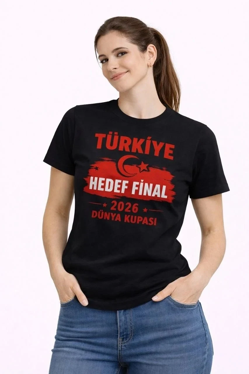 Kobiecy Czarny Turcja Nadruk Kibic T-shirt