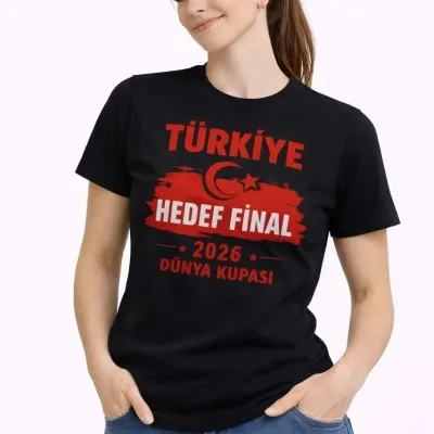 Kobiecy Czarny Turcja Nadruk Kibic T-shirt 1