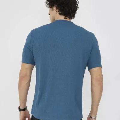 Kişi Firuzə Oversize Velosiped Yaxalı Naxışlı Yaylıq Köynək 6