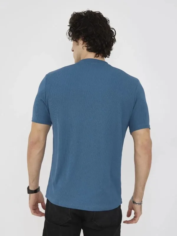 Kişi Firuzə Oversize Velosiped Yaxalı Naxışlı Yaylıq Köynək 6