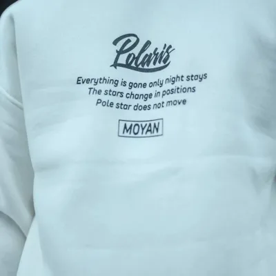 Muška bijela oversize 3-nitna pamučna majica s okruglim ovratnikom i printom sprijeda i straga, sweatshirt 2