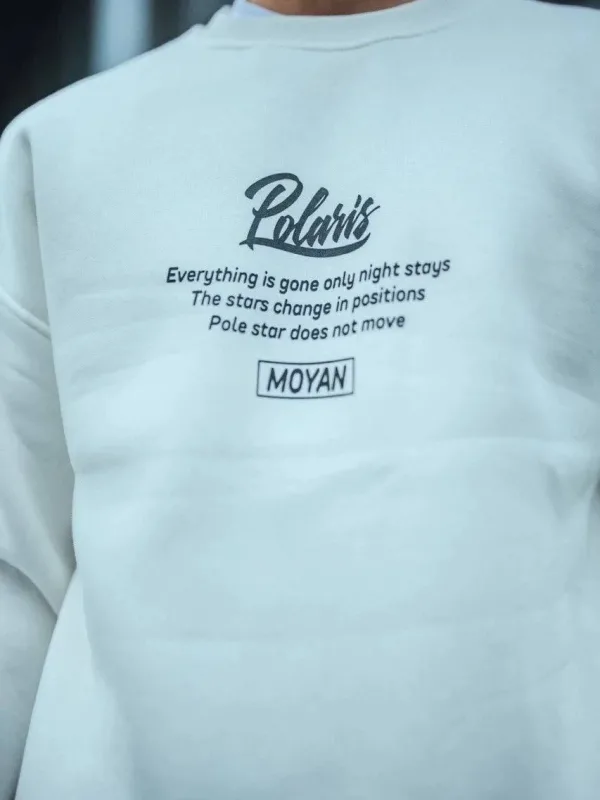 Muška bijela oversize 3-nitna pamučna majica s okruglim ovratnikom i printom sprijeda i straga, sweatshirt 2
