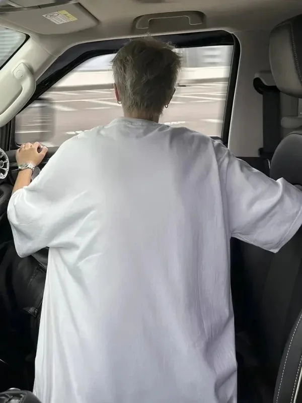 Muški bijeli oversize bicikl vrat printani ljetni majica 4