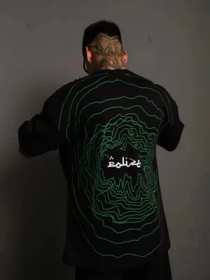 Muški Crni Oversize Bicikli Kragna Print Majica