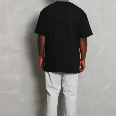 Машка Црна Oversize Бициклет Јака Едноставна Летна T-маица 2