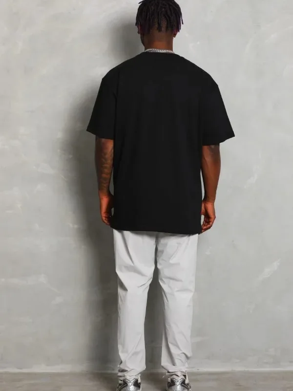 Машка Црна Oversize Бициклет Јака Едноставна Летна T-маица 2
