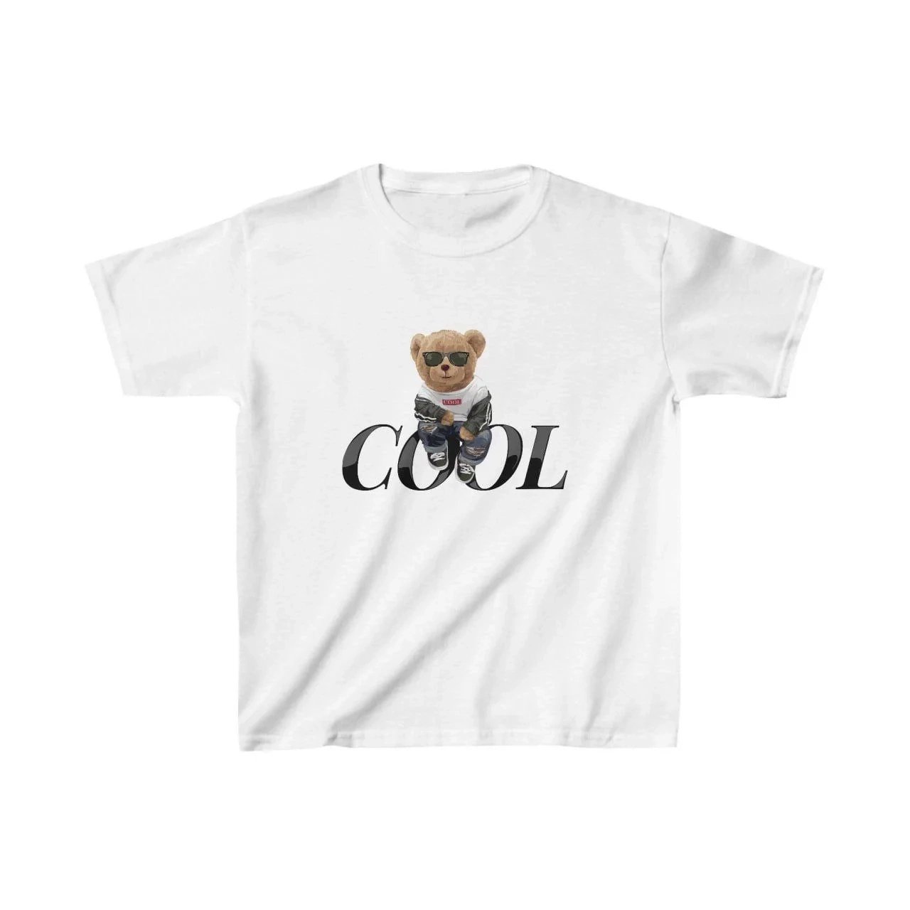 Παιδικό Λευκό Τυπωμένο Oversize Ποδηλατόλαιμο T-Shirt