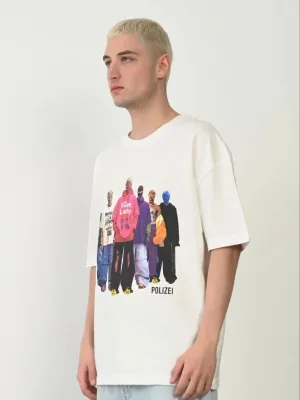 Muška bela oversize majica sa okruglim izrezom i štampom