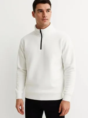 Muška bijela stojeći ovratnik polu patentni zatvarač 3 niti pamučna sweatshirt