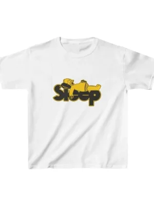 Children's White Printed Oversized Scoop Neck T-Shirt