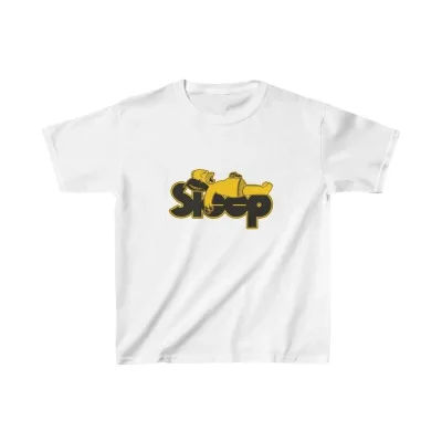 Children's White Printed Oversized Scoop Neck T-Shirt 1