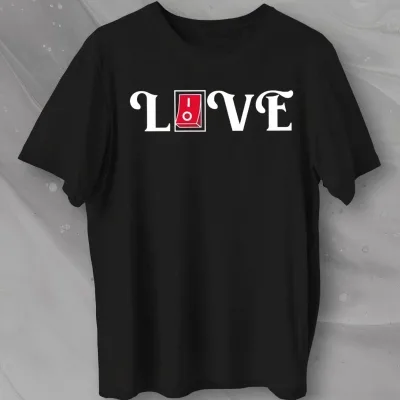 Férfi Fekete Oversize Love Nyomott Kerékpárnyakú Póló 1