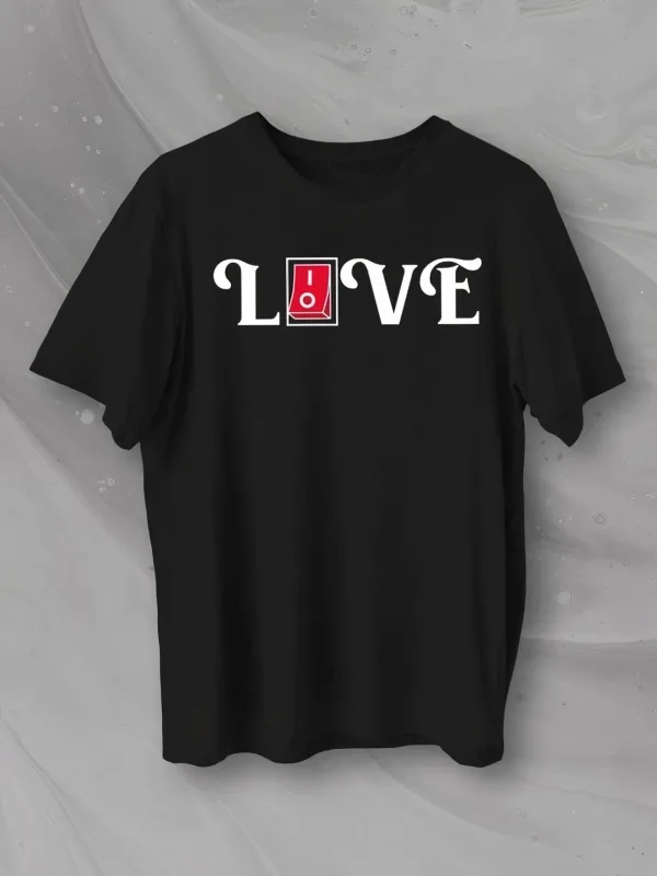 Férfi Fekete Oversize Love Nyomott Kerékpárnyakú Póló 1