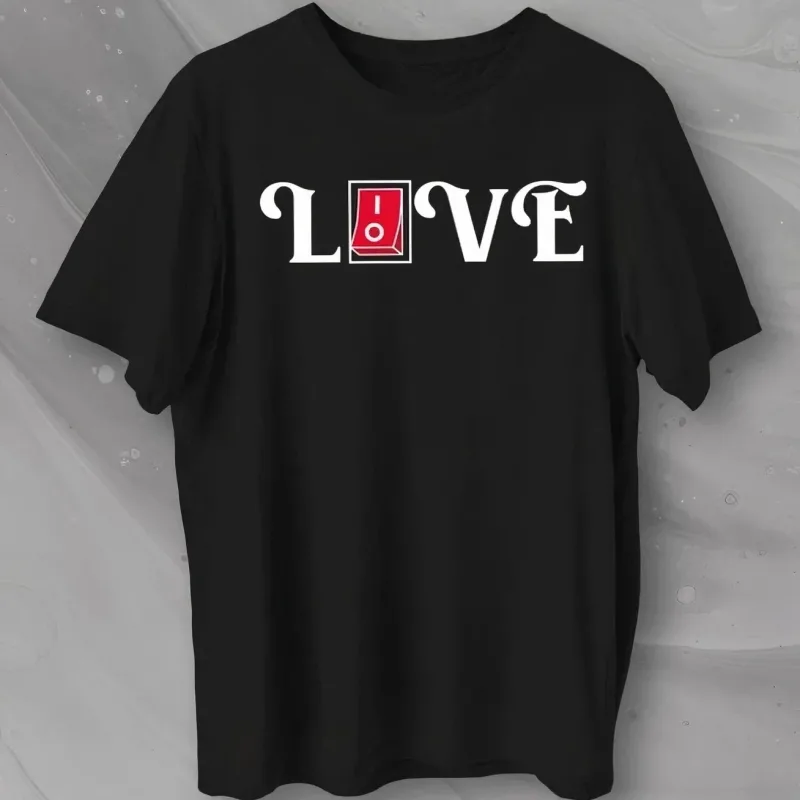 Férfi Fekete Oversize Love Nyomott Kerékpárnyakú Póló